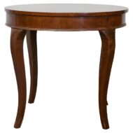 Italian Walnut Table with Round Quarter Veneer Top and Cabriole Legs