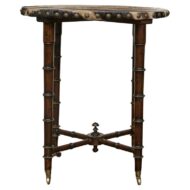 19th Century English Faux Bamboo Side Table with Zebra Hide Top and Casters