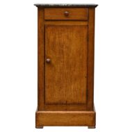 French Circa 1900 Walnut Small Cabinet with Marble Top and Single Door Storage