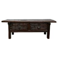 Antique Spanish Oak Coffee Table with Two Carved Drawers, Circa 1800