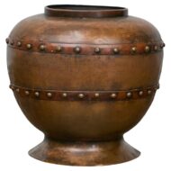 English Copper Arts & Crafts 19th Century Riveted Planter with Patina Finish