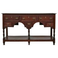 Late Georgian Oak 19th Century Dresser Base with Chippendale Brass Hardware