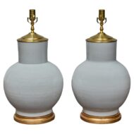 Pair of Vintage Asian Porcelain Ginger Jars Made into Table Lamps - USA Wired