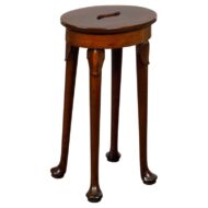 19th-Century English Walnut Stool with Hand-Cut Central Handle and Pad Feet