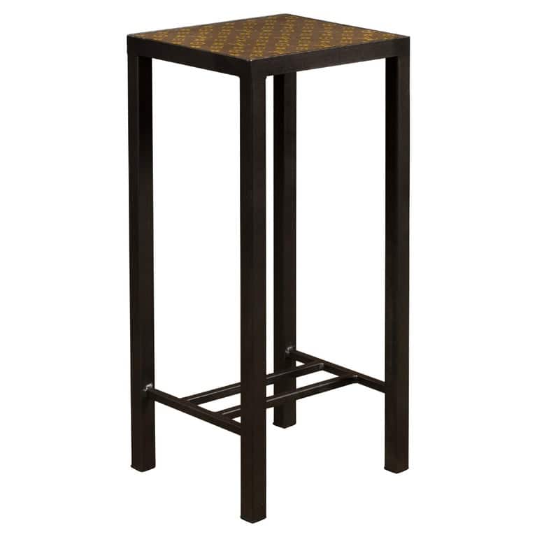 Louis Vuitton Leather Top Small Side Table with Custom Metal Base and Stretchers
