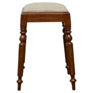 19th Century English Mahogany Stool with Turned Legs and Upholstered Seat