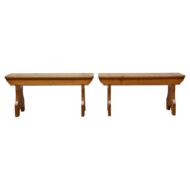 Pair of Rustic American Pine Benches, Circa 1920 – Farmhouse Entryway Seating