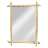 Bleached Bamboo Midcentury Mirror with Natural Finish and Coastal Style