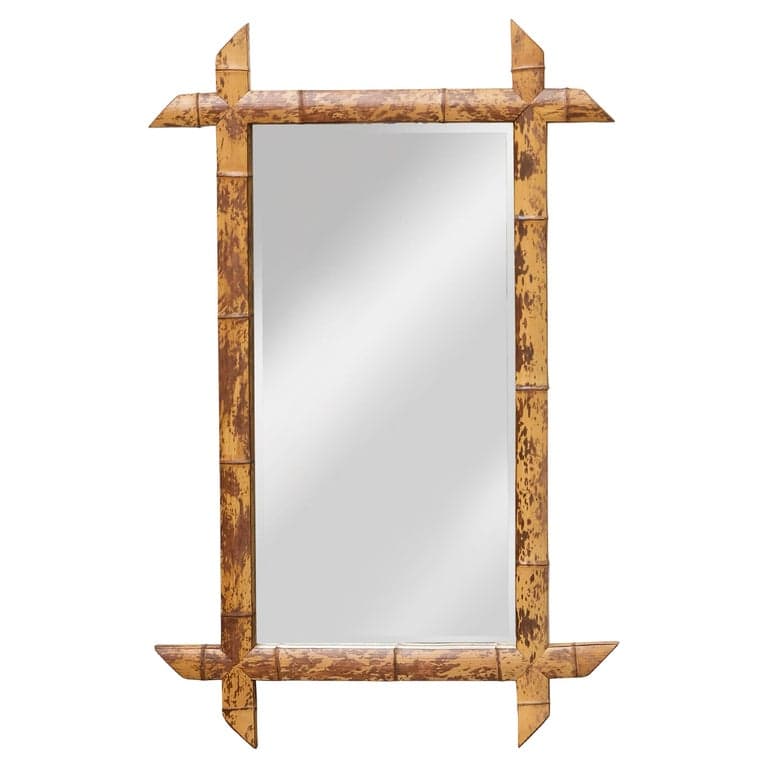 Harrison Van Horn Faux Bamboo Mirror, 20th Century, Handcrafted Elegance
