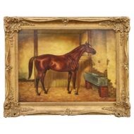 American Equestrian Oil on Board Signed Louis Nadler, Early 20th Century