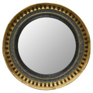 English Giltwood Convex Mirror with Ebonized Bosses, 19th Century