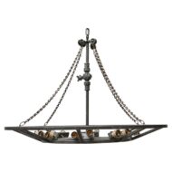Large French Industrial Iron Chandelier with 12 Lights, circa 1920 - US wired