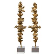 Pair of 19th Century Rococo Revival Giltwood Floral Carvings on Lucite Bases