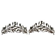 Pair of French Midcentury Iron Candleholders with Leaf and Scroll Motifs