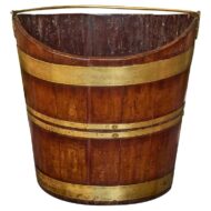 English Oak and Brass Bucket with Curved Rim, 19th Century