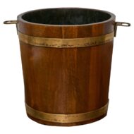English Oak and Brass Bucket with Side Lugs, 19th Century