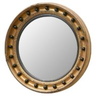English Regency Giltwood Convex Mirror with Ebonized Ball Accents
