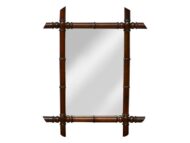 French Faux Bamboo Walnut Mirror with Turned Detailing, circa 1900