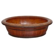 19th Century Asian Coopers’ Hardwood Bowl with Wide Rim and Brass Bands
