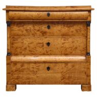 19th Century Biedermeier Chest of Drawers in Striking Tiger Maple Veneer