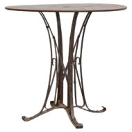 Country French Iron Garden Table with Scrolled Base and Weathered Patina, 1920s