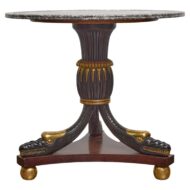 English Circa 1900 Marble-Top Table with Carved and Gilt Sea Creatures Base