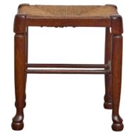 English Oak and Rush Stool with Pad and Ball Feet, circa 1900
