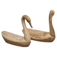 Pair of Carved Wooden Swan Sculptures, Midcentury American