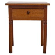 19th Century French Walnut Side Table with Drawer and Carved Diamond Accents