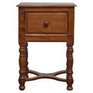 19th Century French Walnut Side Table with Sliding Door and Turned Legs