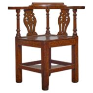 English 19th Century Oak Corner Chair with Carved Back Splats