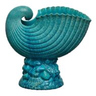 English Majolica Turquoise Nautilus Shell Vase on Rockwork Base, circa 1880