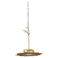 French Midcentury Gilt Metal Flush Mount Sunburst Light Fixture, Rewired