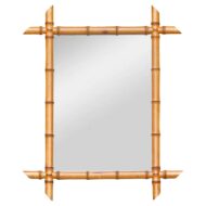 French Turned Faux Bamboo Wall Mirror with Finial Corners, circa 1900