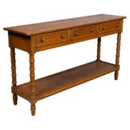 19th Century English Pine Faux Bamboo Server with Three Drawers