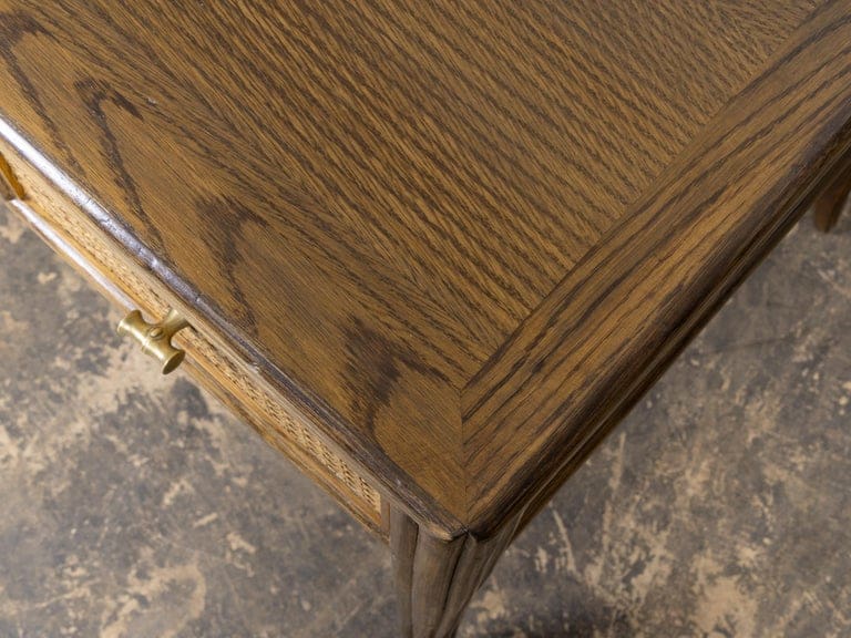 Midcentury McGuire Writing Desk with Cane Drawer Fronts and Brass Pulls - Image 14