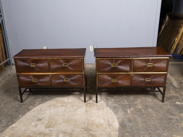 Pair of 19th Century Anglo-Indian Carved Chests on Custom Metal Stands - Image 16