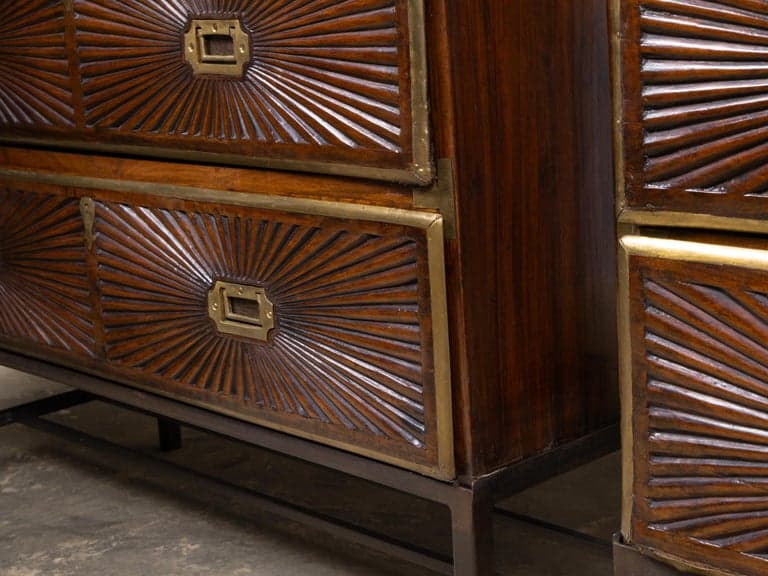 Pair of 19th Century Anglo-Indian Carved Chests on Custom Metal Stands - Image 9