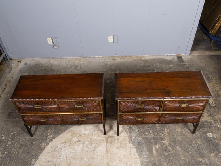 Pair of 19th Century Anglo-Indian Carved Chests on Custom Metal Stands - Image 7