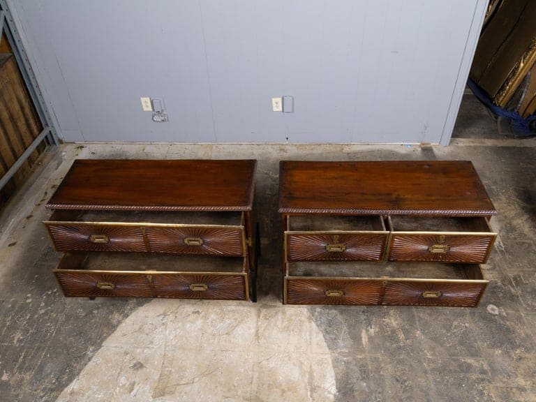 Pair of 19th Century Anglo-Indian Carved Chests on Custom Metal Stands - Image 6