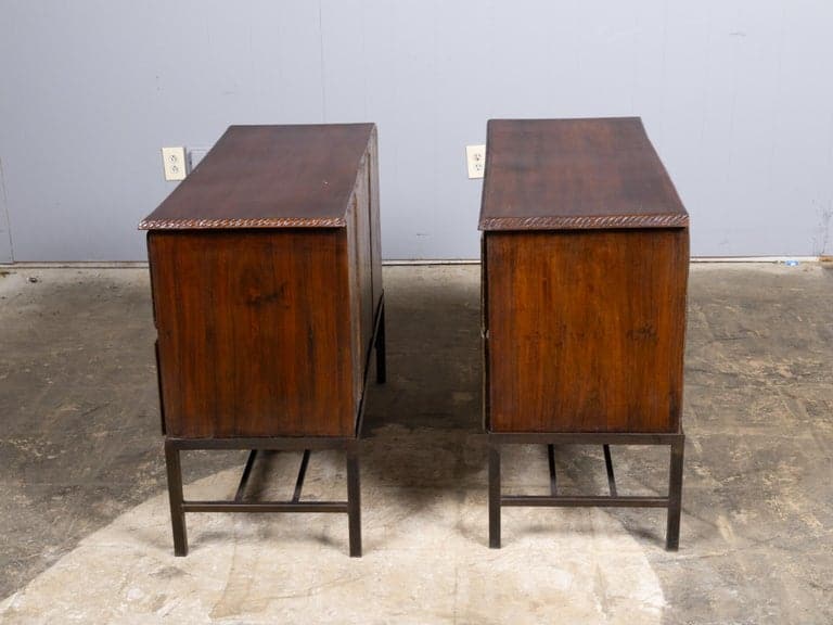 Pair of 19th Century Anglo-Indian Carved Chests on Custom Metal Stands - Image 2