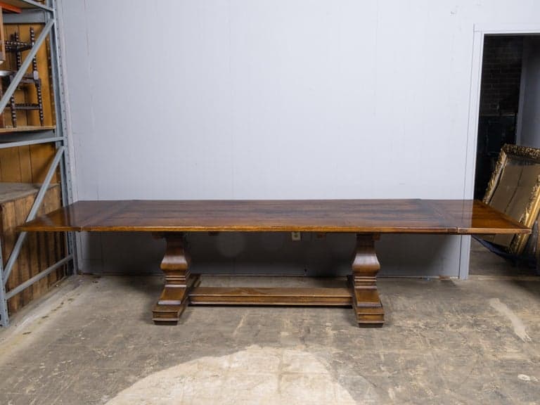 Large English Oak Dining Table, Extension with Leaves, Circa 1900 - Image 12