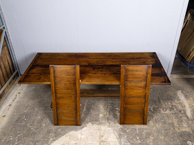 Large English Oak Dining Table, Extension with Leaves, Circa 1900 - Image 10