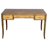 Midcentury McGuire Writing Desk with Cane Drawer Fronts and Brass Pulls