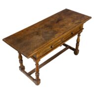 18th Century Italian Walnut Writing Table with Two Drawers and Turned Legs