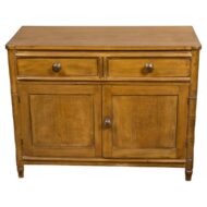 19th Century English Faux Bamboo Pine Cabinet with Drawers and Cupboard Doors