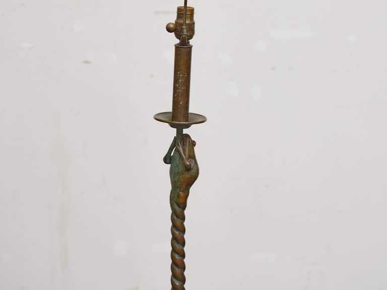 Bronze Frog Floor Lamp with Twisted Stem and Octagonal Base, circa 1930–1940 - Image 11