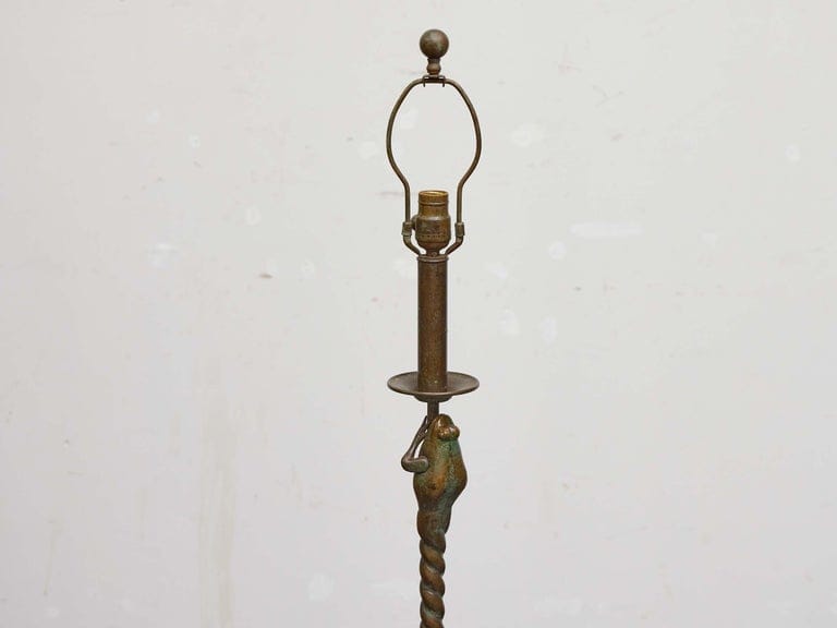 Bronze Frog Floor Lamp with Twisted Stem and Octagonal Base, circa 1930–1940 - Image 9