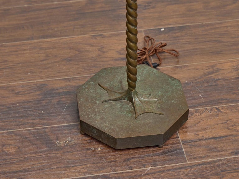 Bronze Frog Floor Lamp with Twisted Stem and Octagonal Base, circa 1930–1940 - Image 6