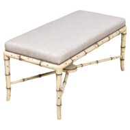 English Painted Faux Bamboo Upholstered Bench, Late 19th Century